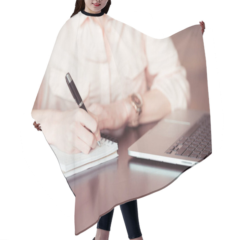 Personality  Businesswoman Taking Notes  Hair Cutting Cape