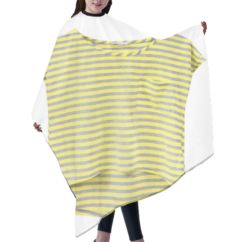 Personality  Yellow Striped Fashion Top Isolated. Hair Cutting Cape