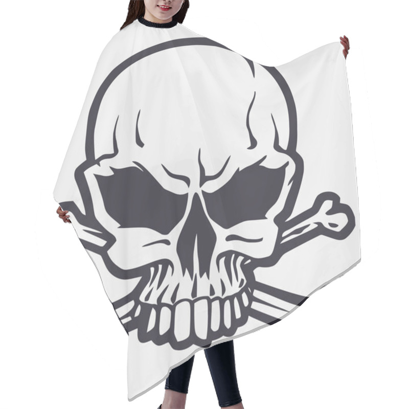 Personality  Skull And Bones Vector Design. Hair Cutting Cape