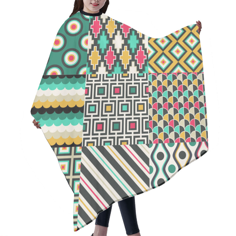 Personality  Set Of Seamless Retro Geometric Pattern Hair Cutting Cape