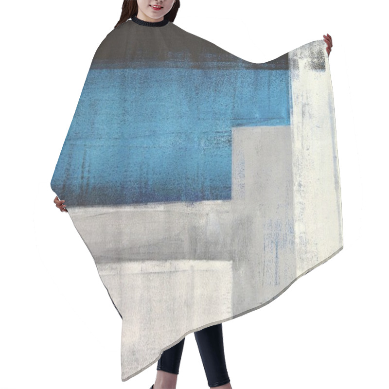 Personality  Teal And Grey Abstract Art Painting Hair Cutting Cape