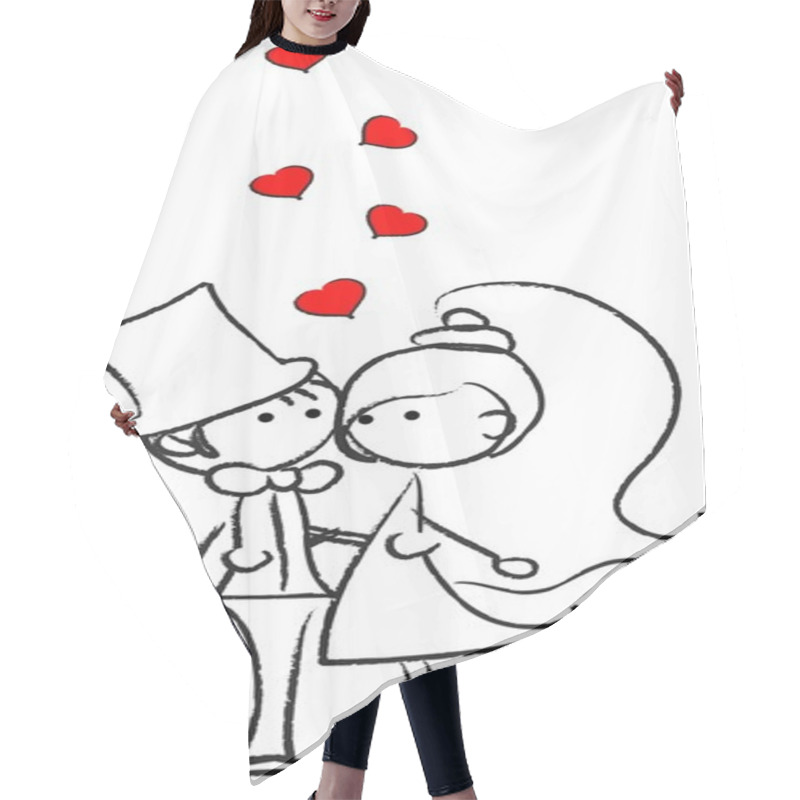 Personality  Wedding Picture, Bride And Groom In Love, Vector Hair Cutting Cape