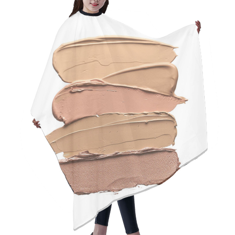 Personality  Gently Beige Strokes And Texture Of Makeup Foundation Or Acrylic Paint Isolated On White Background Hair Cutting Cape