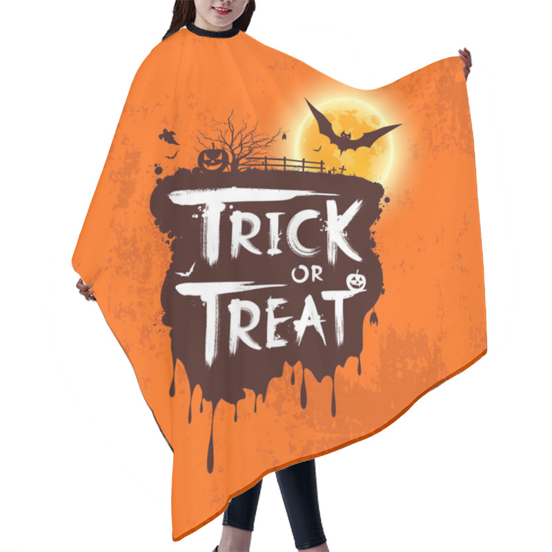 Personality  Halloween Trick Or Treat Message On Orange Background Hair Cutting Cape