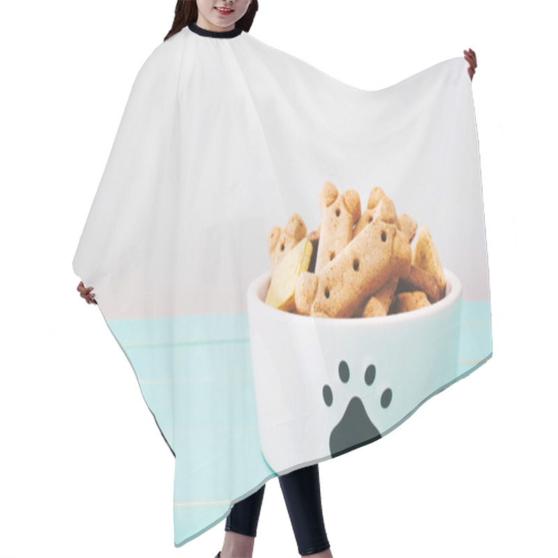 Personality  Dog Treats In A Bowl On Wooden Table Hair Cutting Cape