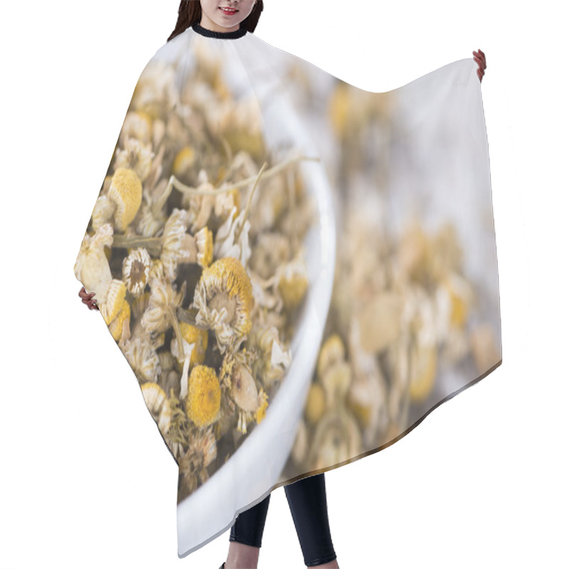 Personality  Dried Camomile  On Rustic Wooden Background Hair Cutting Cape