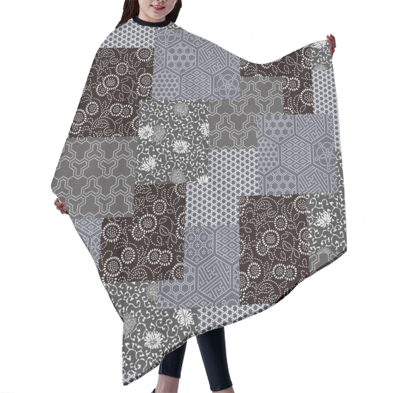 Personality  Japanese Style Pattern Patchwork Hair Cutting Cape