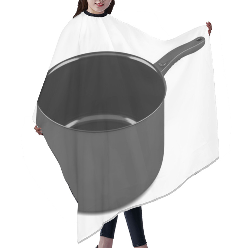 Personality  Single Black Cooking Pot Isolated On White Background Hair Cutting Cape