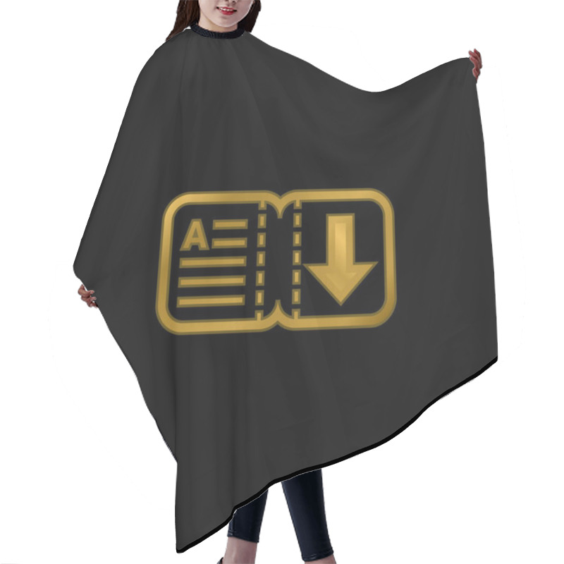 Personality  Book Gold Plated Metalic Icon Or Logo Vector Hair Cutting Cape