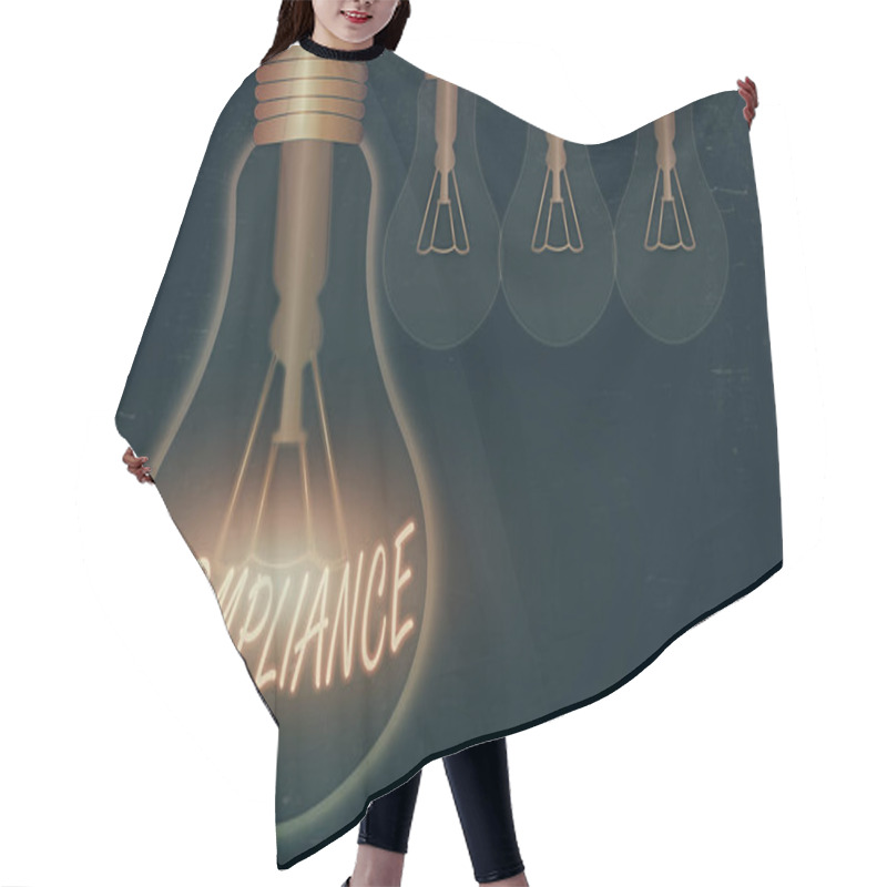 Personality  Conceptual Hand Writing Showing Compliance. Business Photo Showcasing Ability Of An Object To Yield Elastically When A Force Is Applied Realistic Colored Vintage Light Bulbs, Idea Sign Solution. Hair Cutting Cape