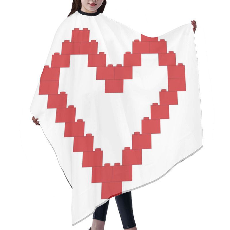 Personality  Red Heart Made Of Blocks On White Background Vector Illustration Hair Cutting Cape