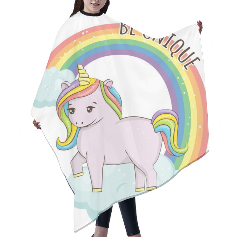 Personality  Unicorn On The Cloud And Rainbow Illustration Hair Cutting Cape