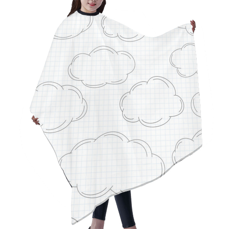 Personality  Hand Drawn Clouds On Squared Paper Hair Cutting Cape