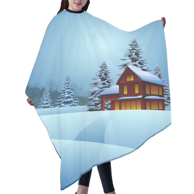 Personality  Beautiful Winter Landscape Hair Cutting Cape