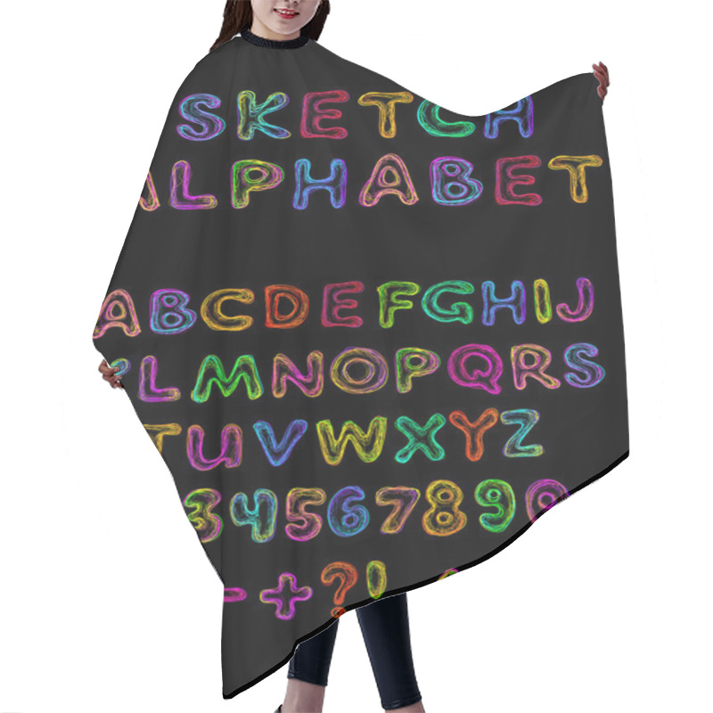 Personality  Vector Sketch Alphabet Hair Cutting Cape