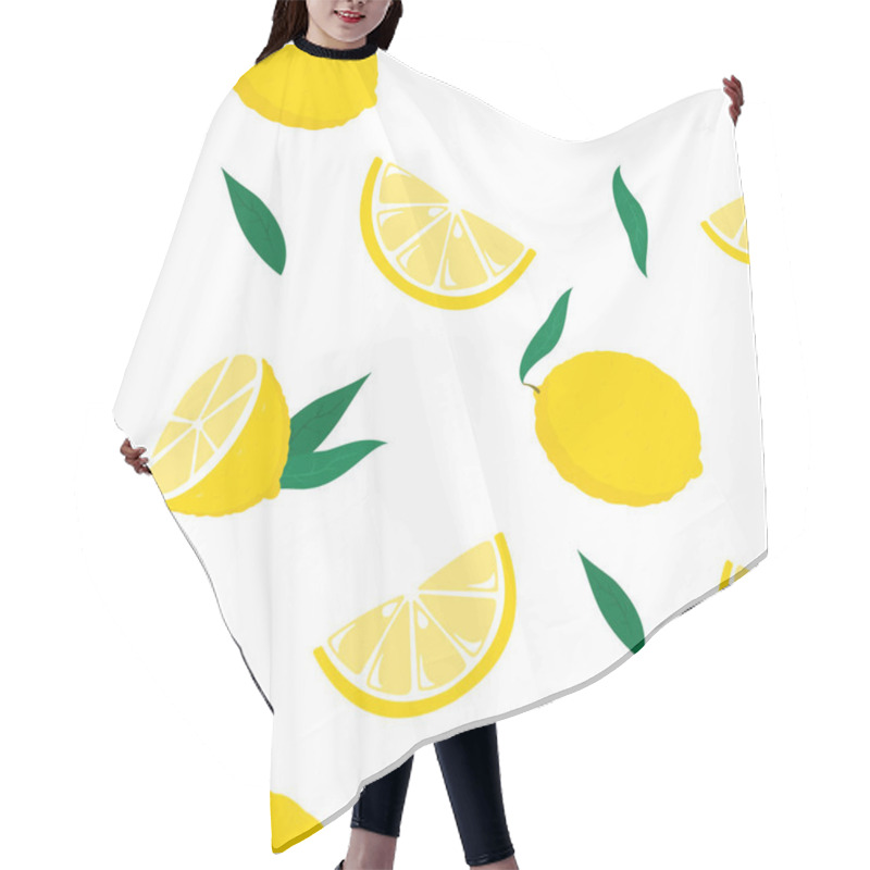 Personality  Lemons Seamless Pattern On White Background Hair Cutting Cape