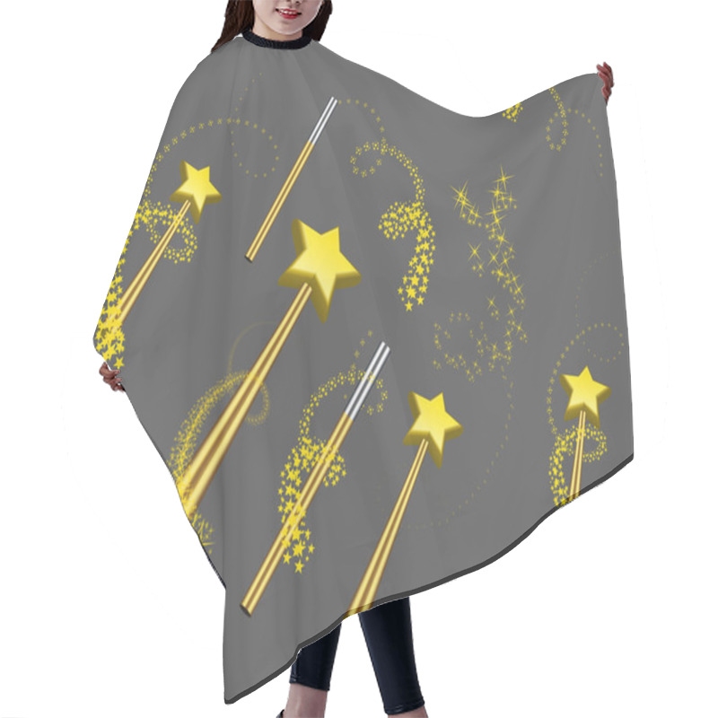 Personality  Magic Wand Vector Set Hair Cutting Cape