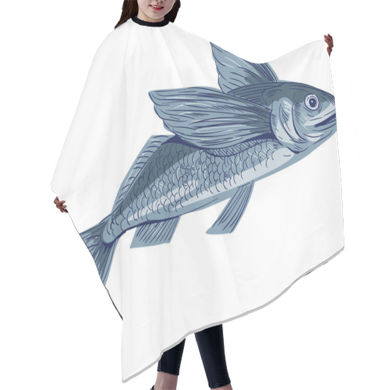 Personality  Flying Fish Drawing Hair Cutting Cape