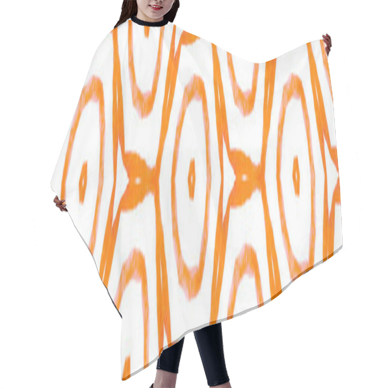 Personality  Orange Medallion Seamless Border Scroll. Geometric Hair Cutting Cape