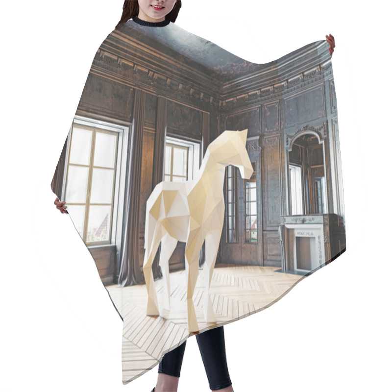 Personality  Low-poly Style Horse  Hair Cutting Cape