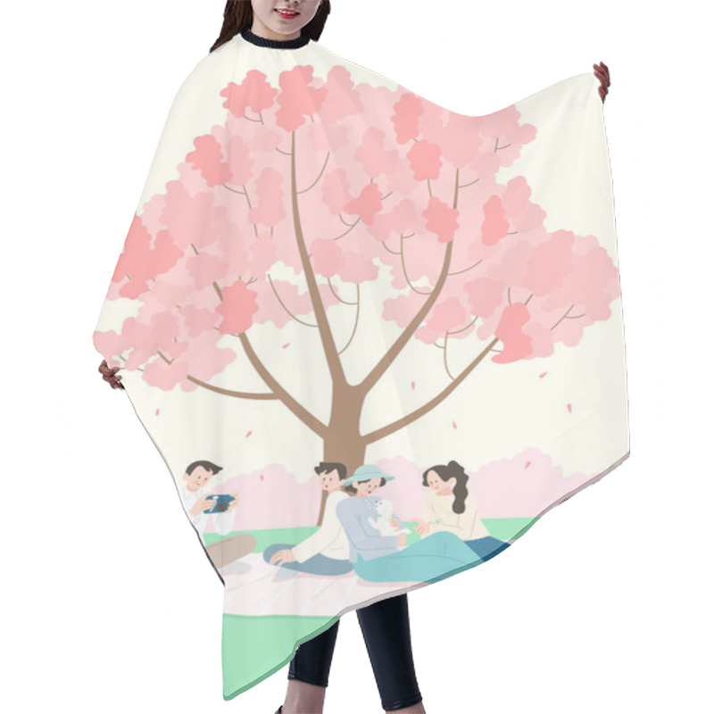 Personality  Saving The Earth, Family Resting Under The Cherry Blossom Tree Hair Cutting Cape