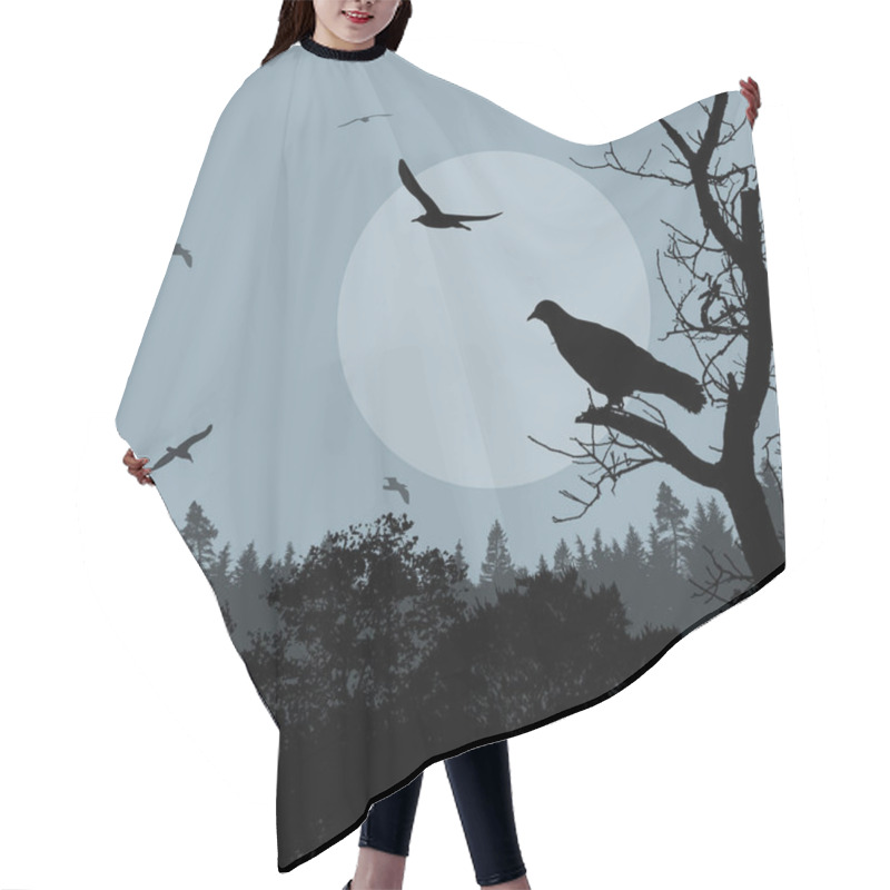 Personality  Bird On Branch On Blue Evening  Hair Cutting Cape