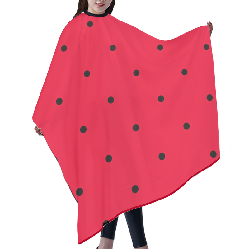 Personality  Seamless Geometric Pattern In  Polka Dots On A Red Background. V Hair Cutting Cape