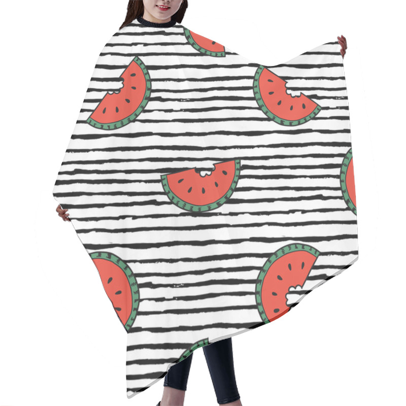 Personality  Summer Fashion Print With Watermelon Hair Cutting Cape