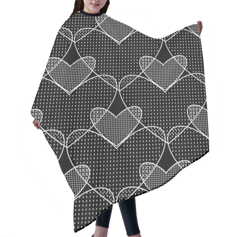 Personality  Dotted Love Hearts Vector Seamless Pattern. Ornamental Art Deco  Hair Cutting Cape