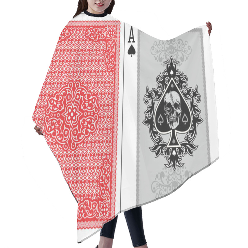 Personality  Playing Card, Ace Of Spades With Skull Hair Cutting Cape