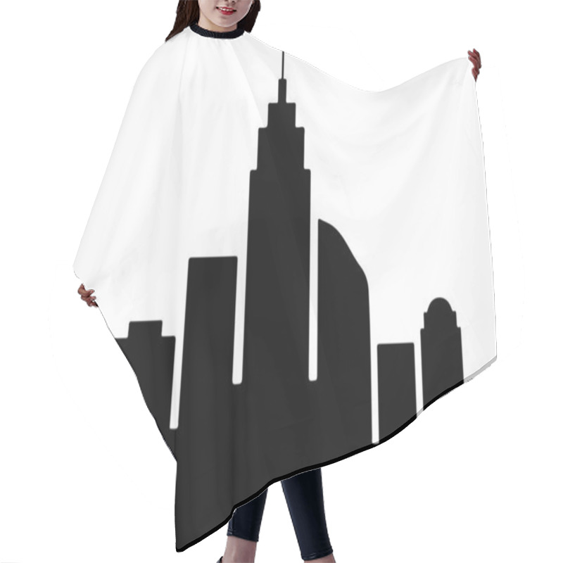 Personality   Silhouette Of A Modern City Skyline Vector On White  Background Hair Cutting Cape