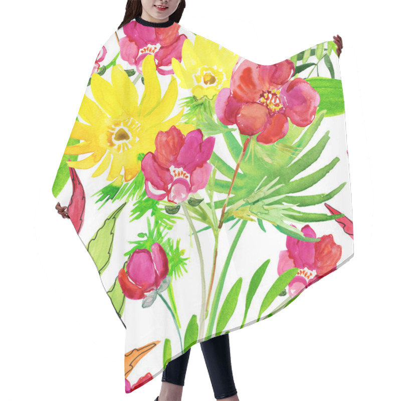 Personality  Tropical Floral Print Hair Cutting Cape