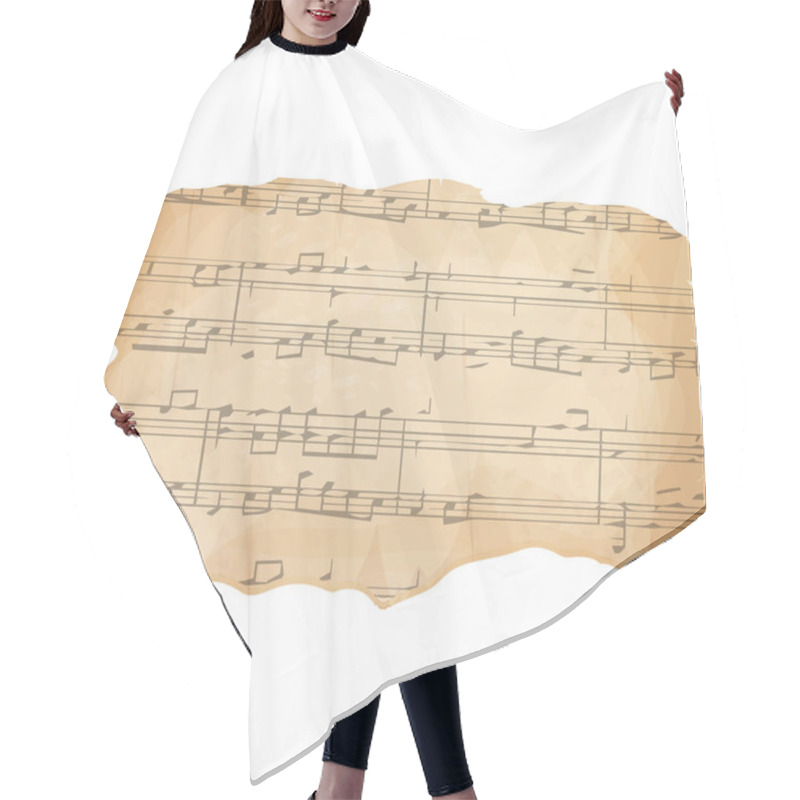 Personality  Parchment Piece Of Paper With Old Music Melody, Song Scrapbook Sheet Isolated On White Background, Design Element, Frame. Vector Illustration Hair Cutting Cape