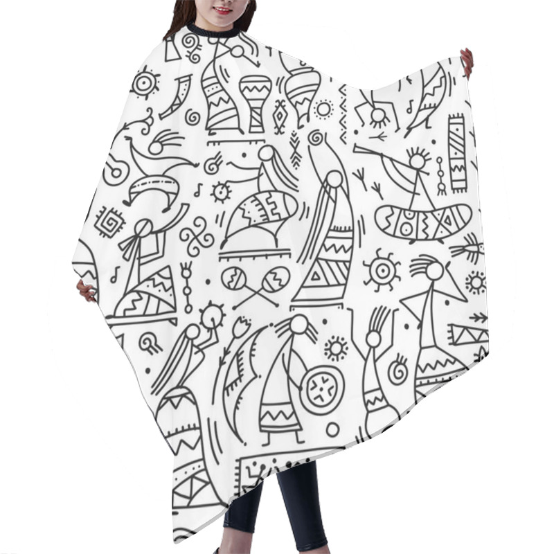 Personality  Folk Ethnic Dance, Seamless Pattern For Your Design Hair Cutting Cape