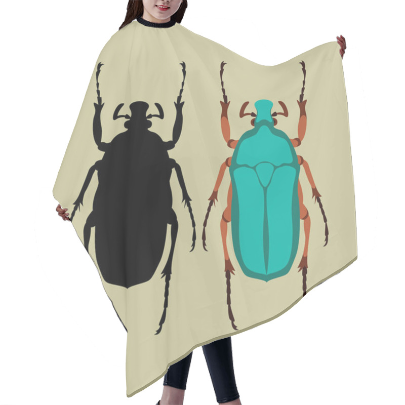 Personality  Beetle Vector Illustration Style Flat Black  Hair Cutting Cape