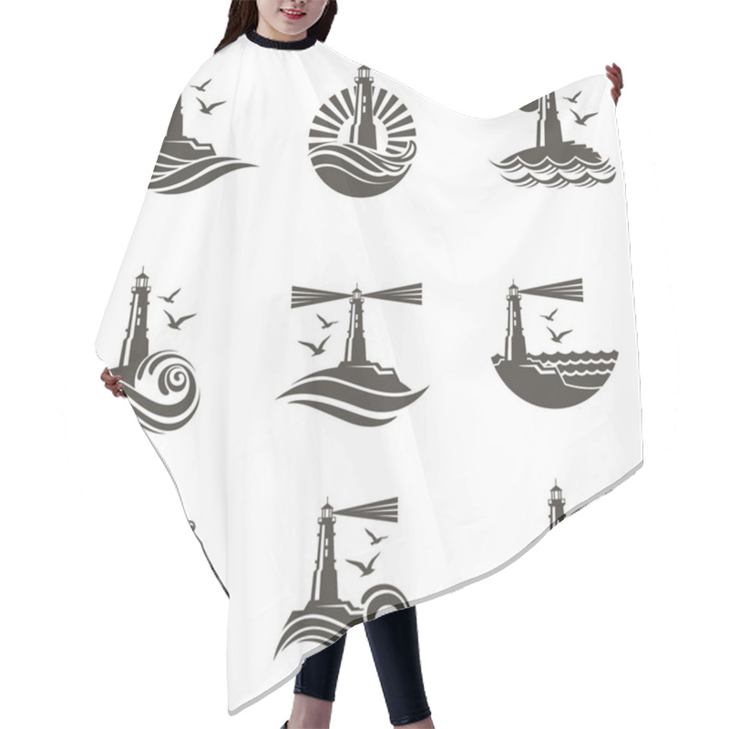 Personality  Lighthouse Icon Set Hair Cutting Cape