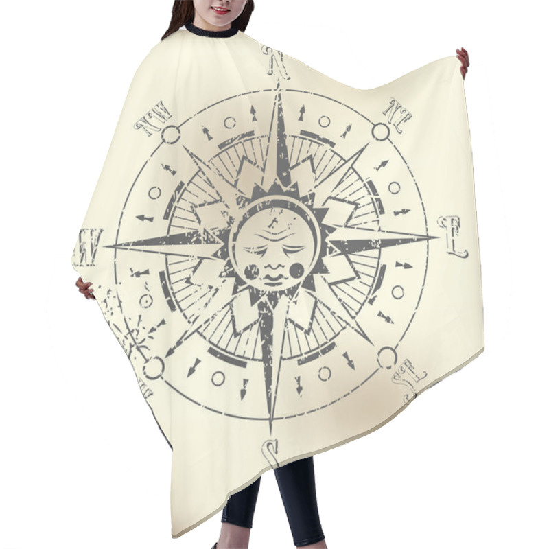 Personality  Compass Rose Illustration Hair Cutting Cape