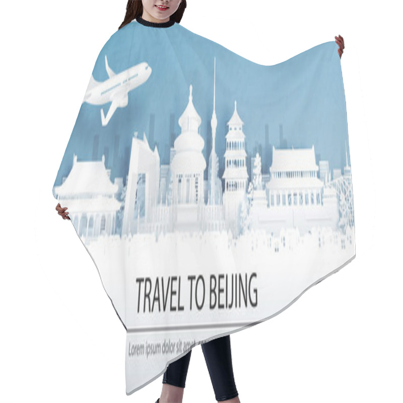 Personality  Travel Advertising With Travel To Beijing, China Concept With Panorama View Of City Skyline And World Famous Landmarks In Paper Cut Style Vector Illustration. Hair Cutting Cape