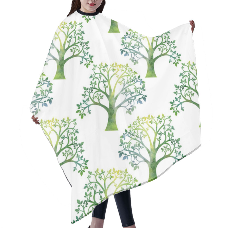 Personality  Nature Seamless Pattern With Tree Branches And Green Leaves Hair Cutting Cape