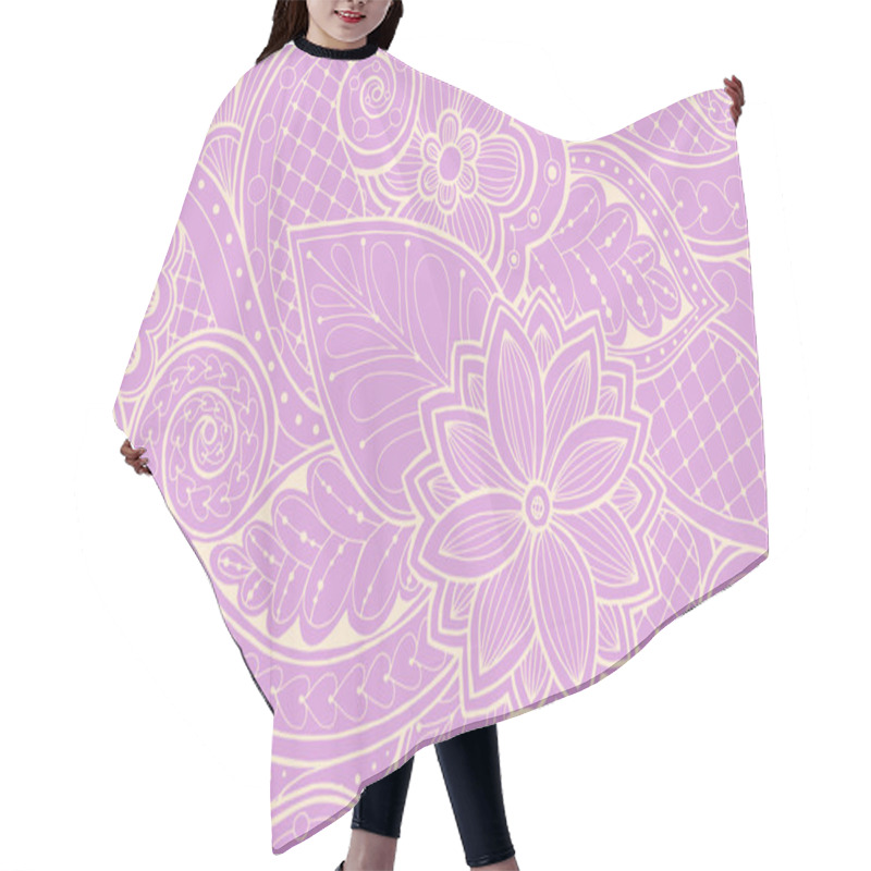 Personality  Seamless Pattern With Flowers And Butterfly. Ornate Zentangle Se Hair Cutting Cape