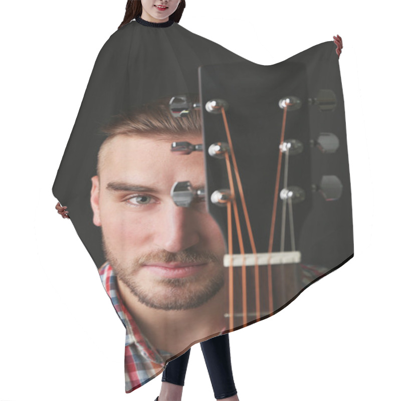 Personality  Young Man With Guitar Hair Cutting Cape