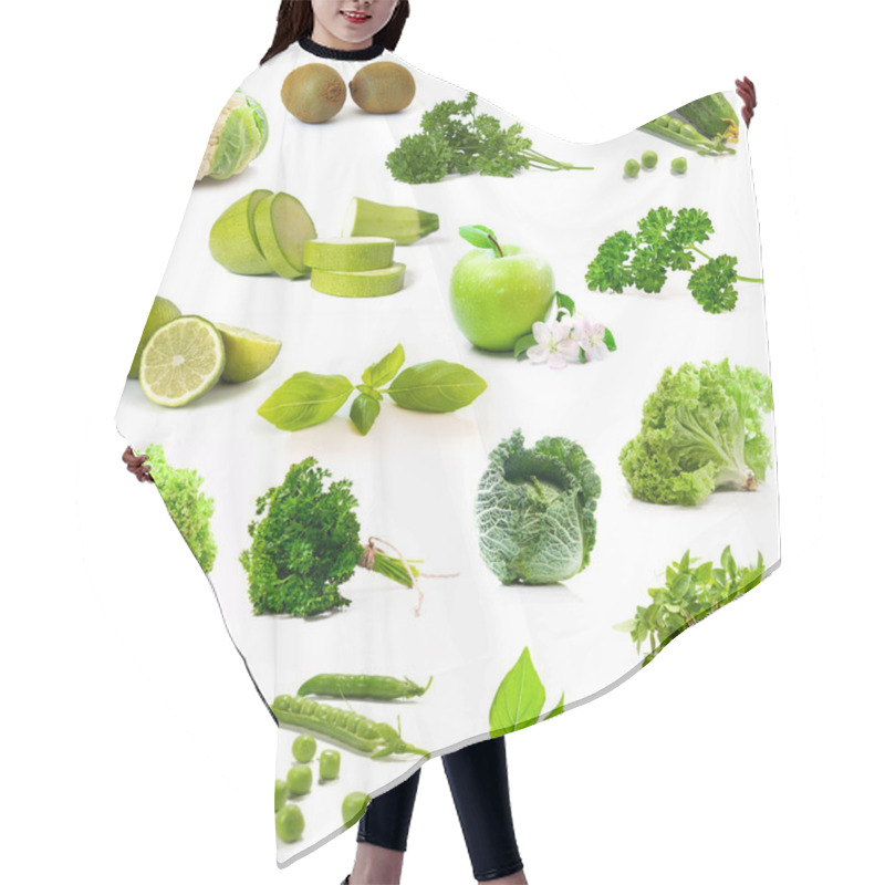 Personality  Green Vegetables And Fruits Hair Cutting Cape