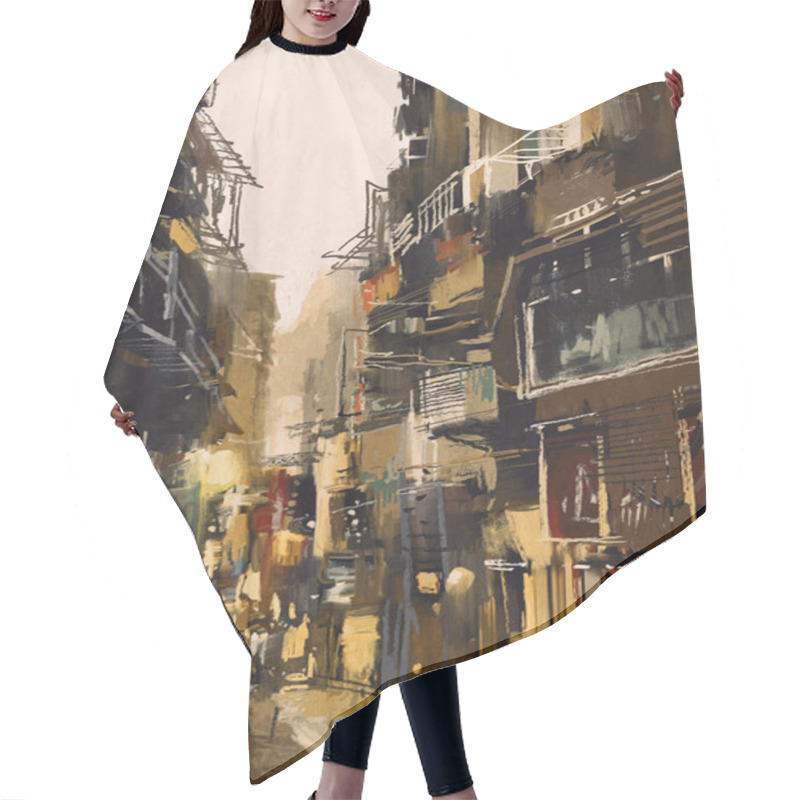 Personality  Narrow Alley With Old Buildings Hair Cutting Cape