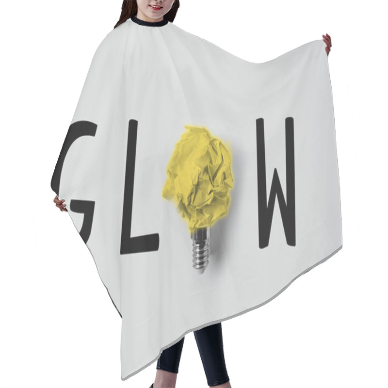 Personality  Top View Of Crumpled Paper As Light Bulb With Glow Word Hair Cutting Cape