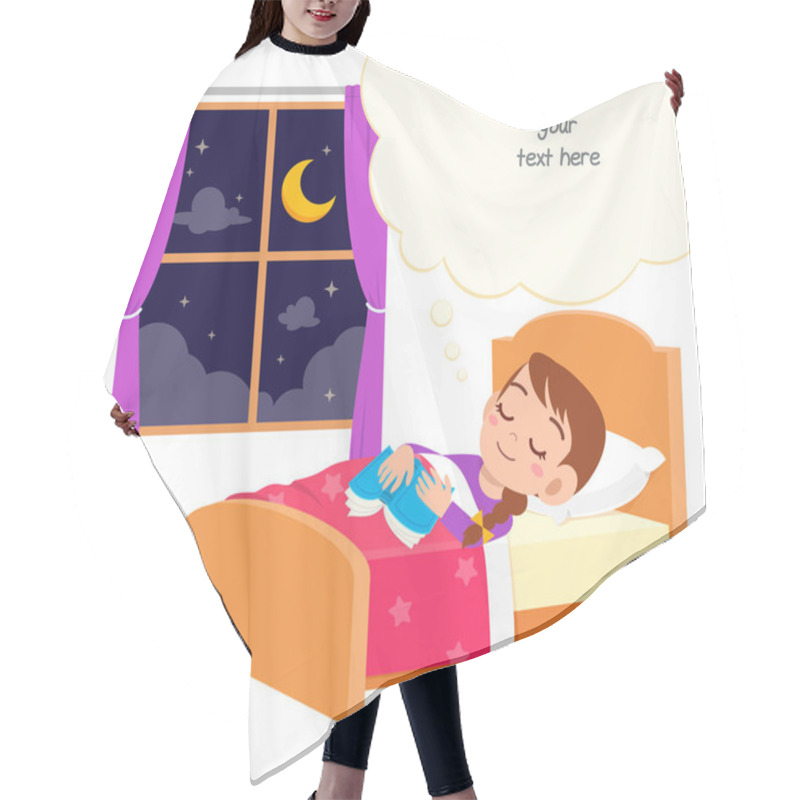 Personality  Happy Cute Little Kid Girl Sleep In The Night Hair Cutting Cape