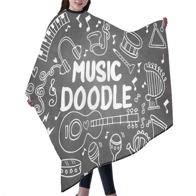 Personality  Collection Of Music Instruments In Circle. Hand Drawn Illustrati Hair Cutting Cape