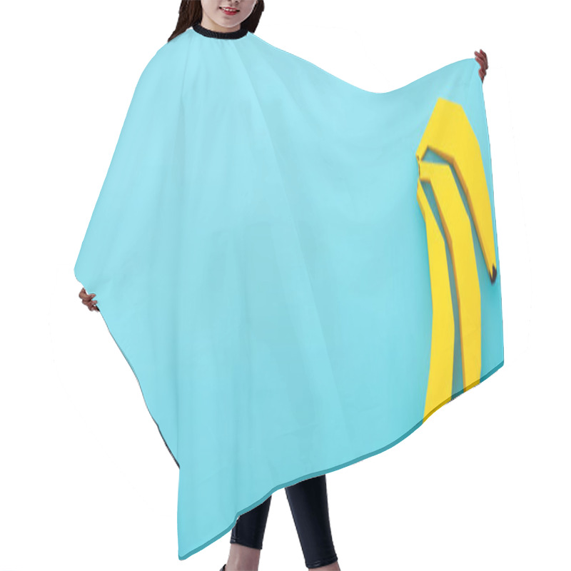 Personality  Top View Of Paper Bananas On Blue Background, Panoramic Shot Hair Cutting Cape