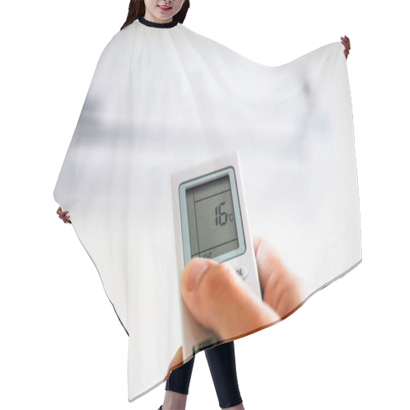 Personality  Human Hand Using Remote Control Of Air Conditioner Hair Cutting Cape