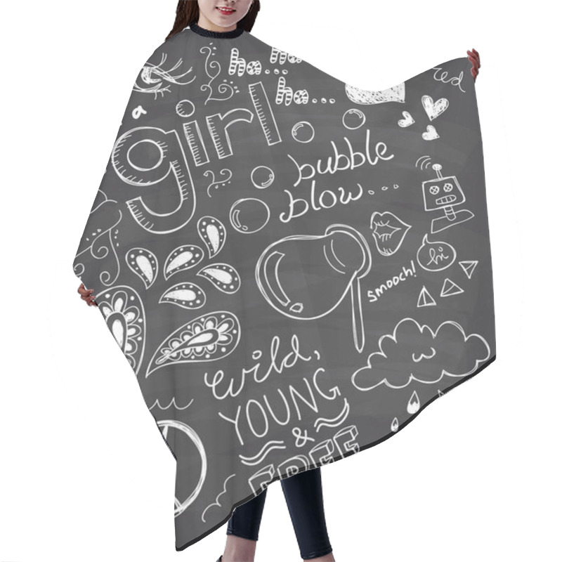 Personality  Set Of Various Doodle Icons Hair Cutting Cape