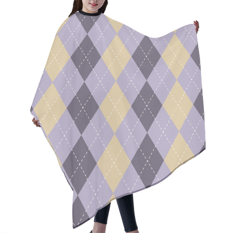 Personality  Seamless Argyle Plaid Blue Pattern. Diamond Check Hair Cutting Cape